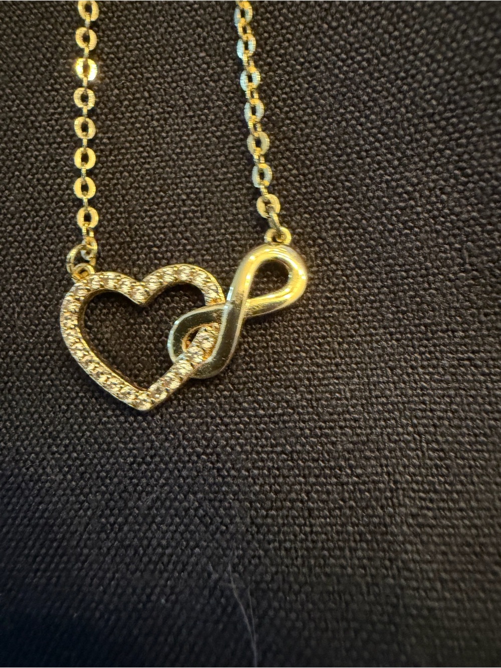 Gold Heart and Infinity Pendant Necklace - Women's Jewelry